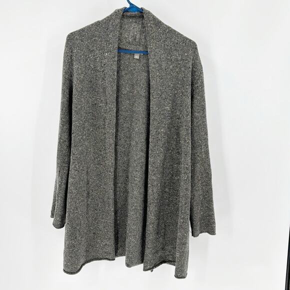 J. Jill Italian Yarn Knit Open Gray Cardigan Sweater Wool/Cashmere longline - Picture 1 of 6